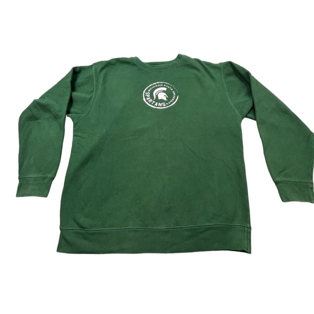 Vintage Michigan State Spartans Sweatshirt Mens Large Green Crewneck NCAA Y2K